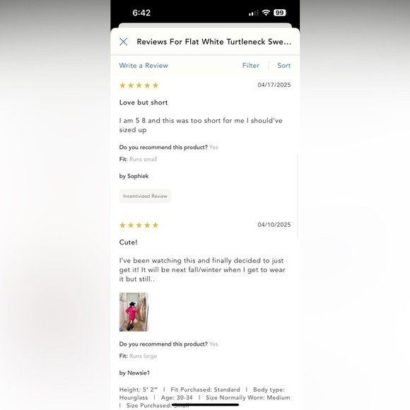 NWT new small Anthropologie flat white turtleneck sweater dress tunic pink - Picture 15 of 17